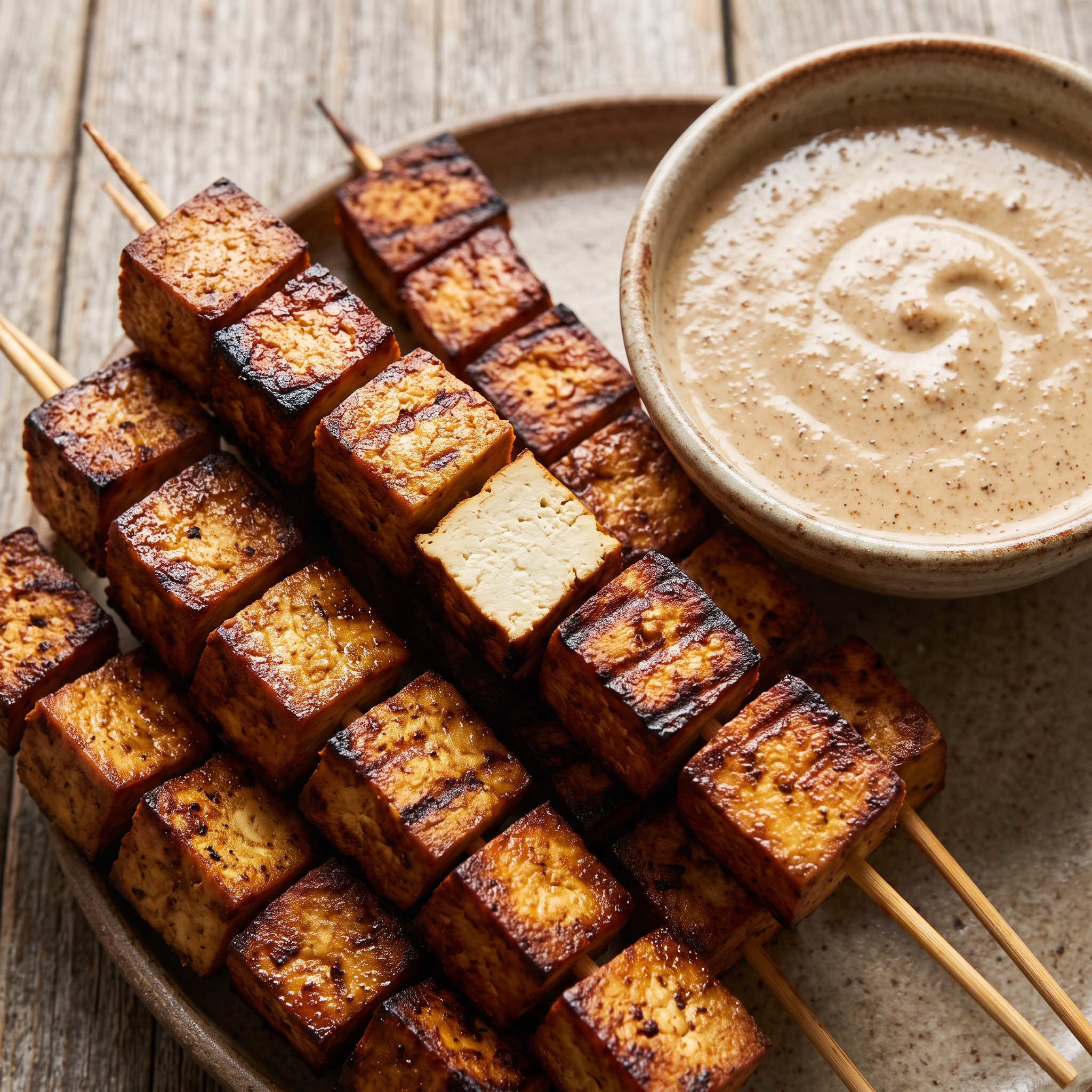 Tofu-Mtsvadi mit Bazhe