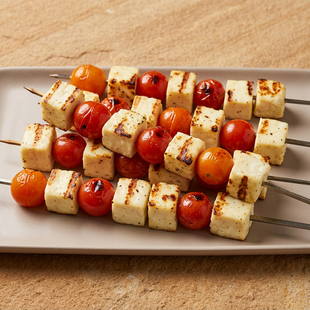Halloumi-Tomaten-Spieße vom Grill