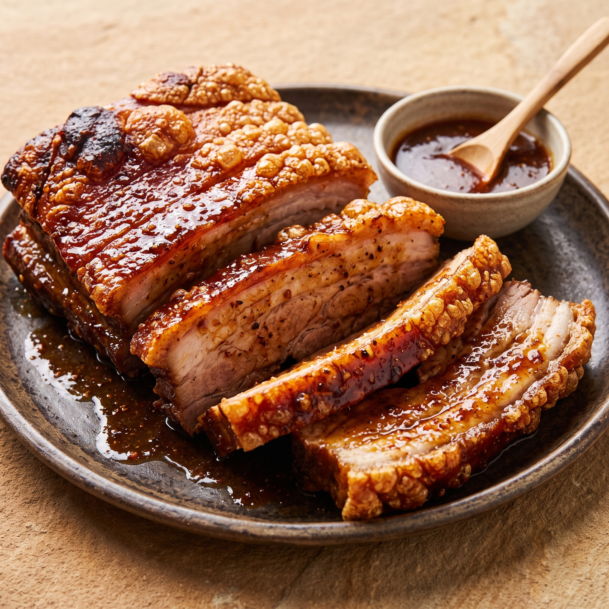 Knuspriger Schweinebauch vom Drehspieß