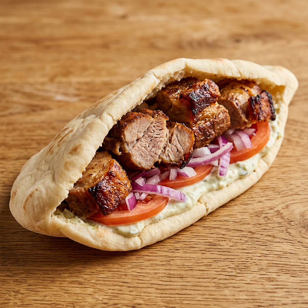 Kontosouvli-Pita vom Drehspieß