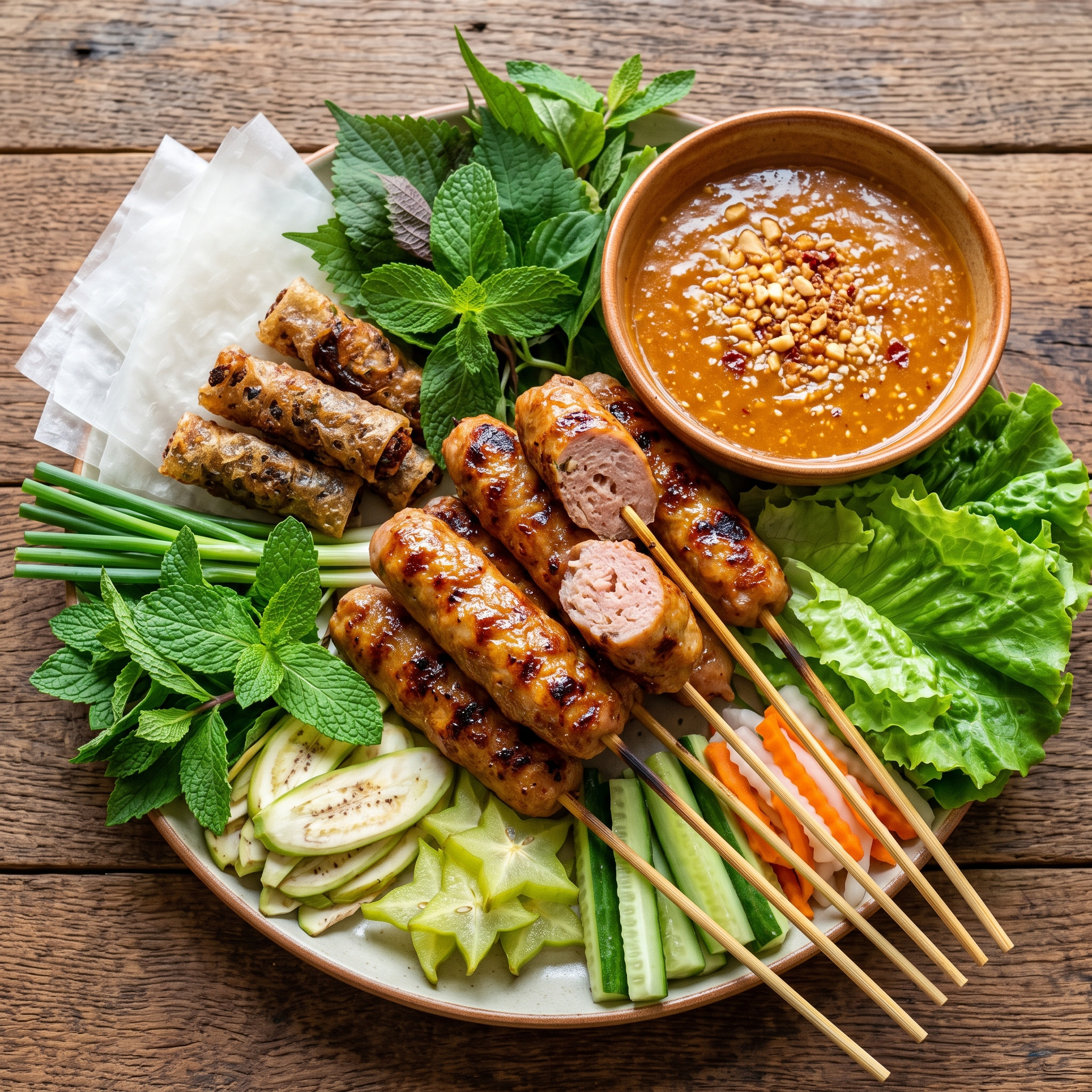 Nem nướng Ninh Hòa vom Holzkohlegrill