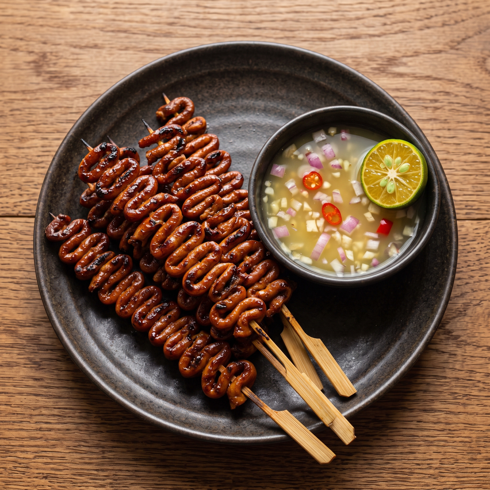 Philippinische Isaw-Spieße vom Holzkohlegrill