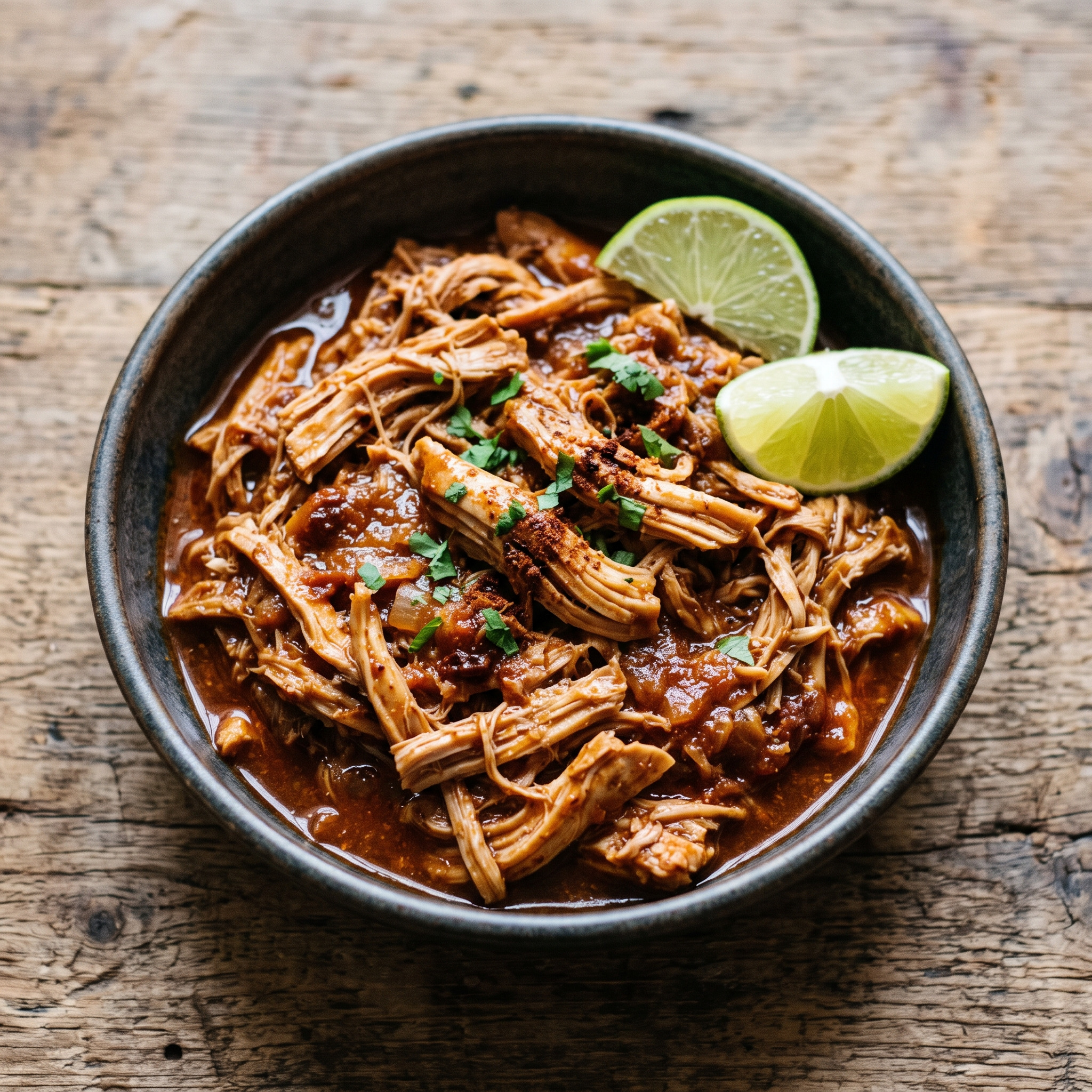 Pulled Chicken mit Limetten-Chipotle-Sauce