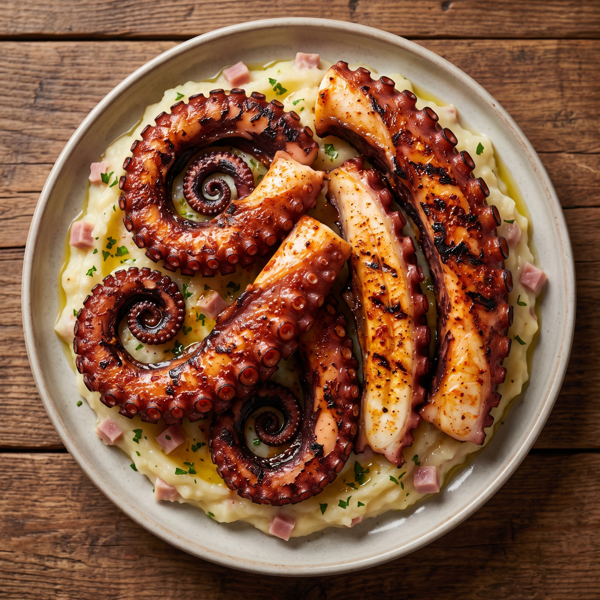 Pulpo a las brasas mit Kartoffelcreme