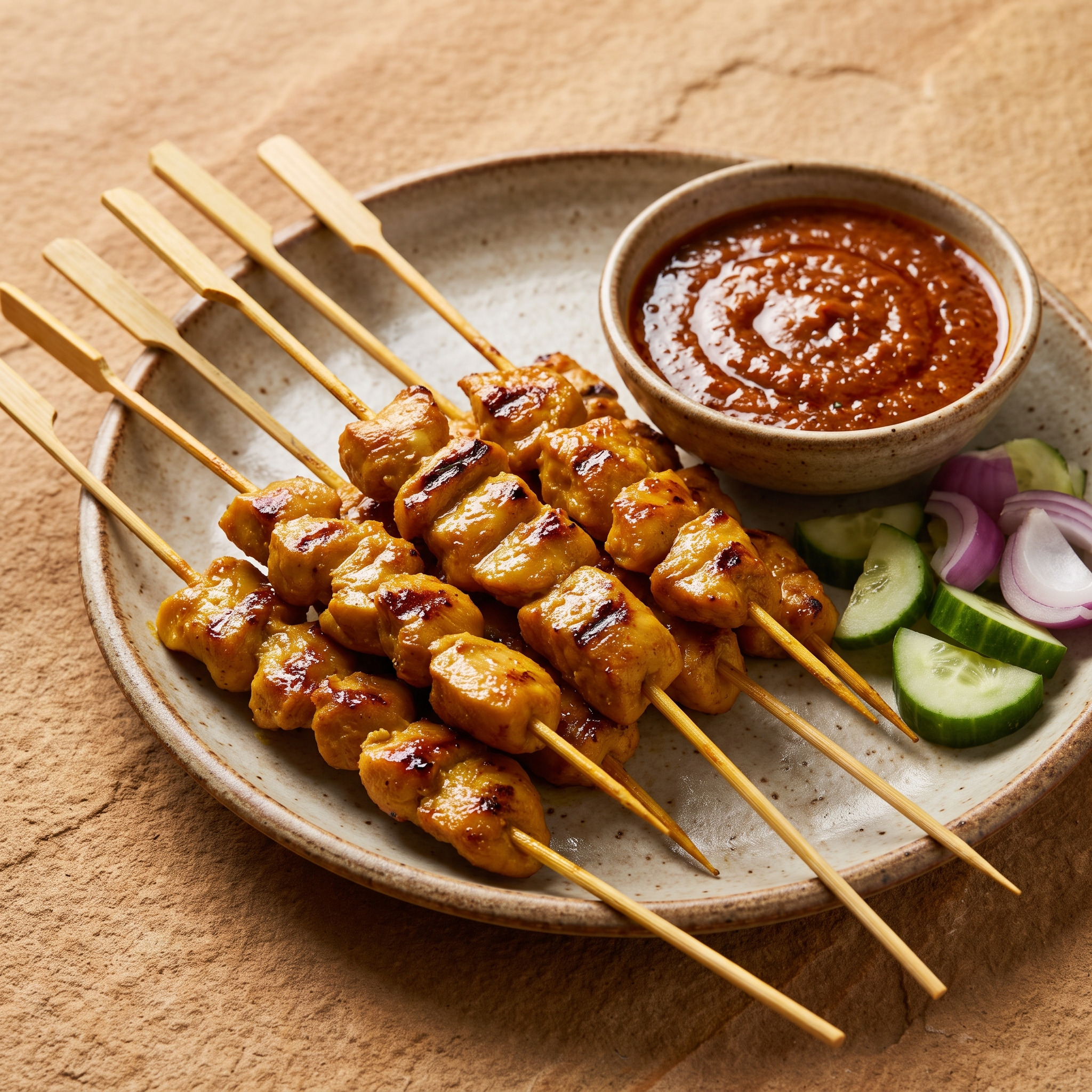 Satay Ayam vom Holzkohlegrill