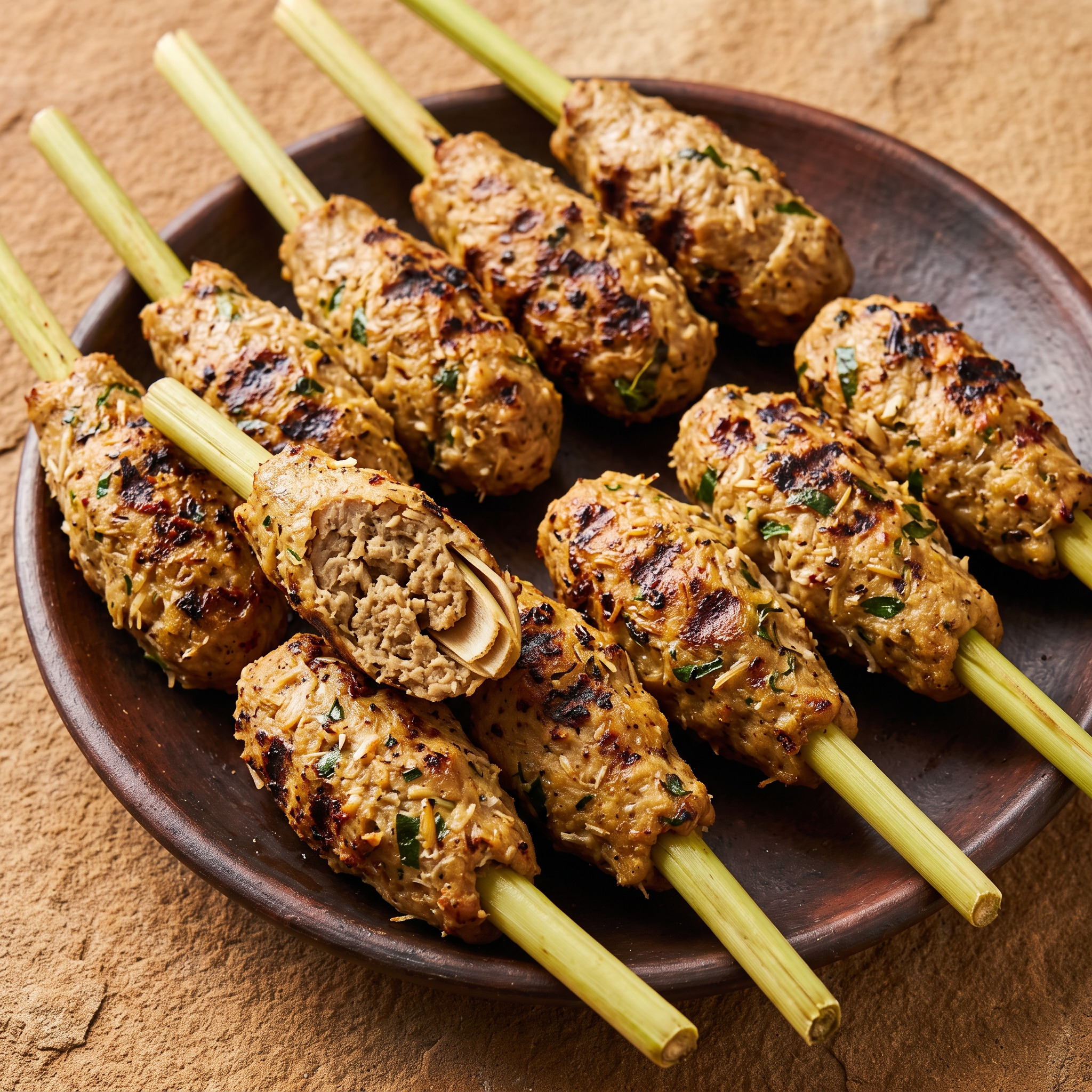 Sate Lilit Ikan Bali vom Holzkohlegrill