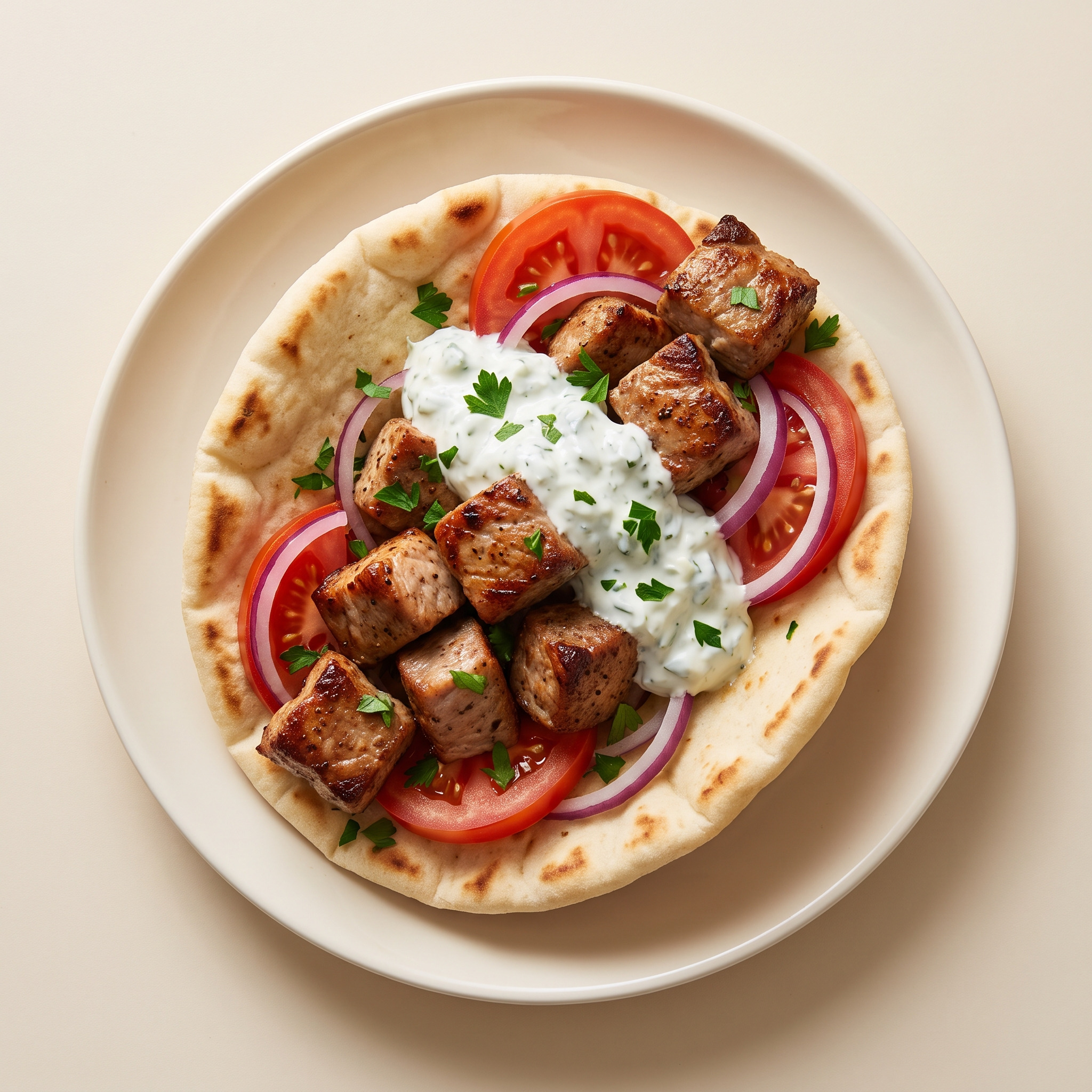Souvlaki-Pita mit Schweinefleisch