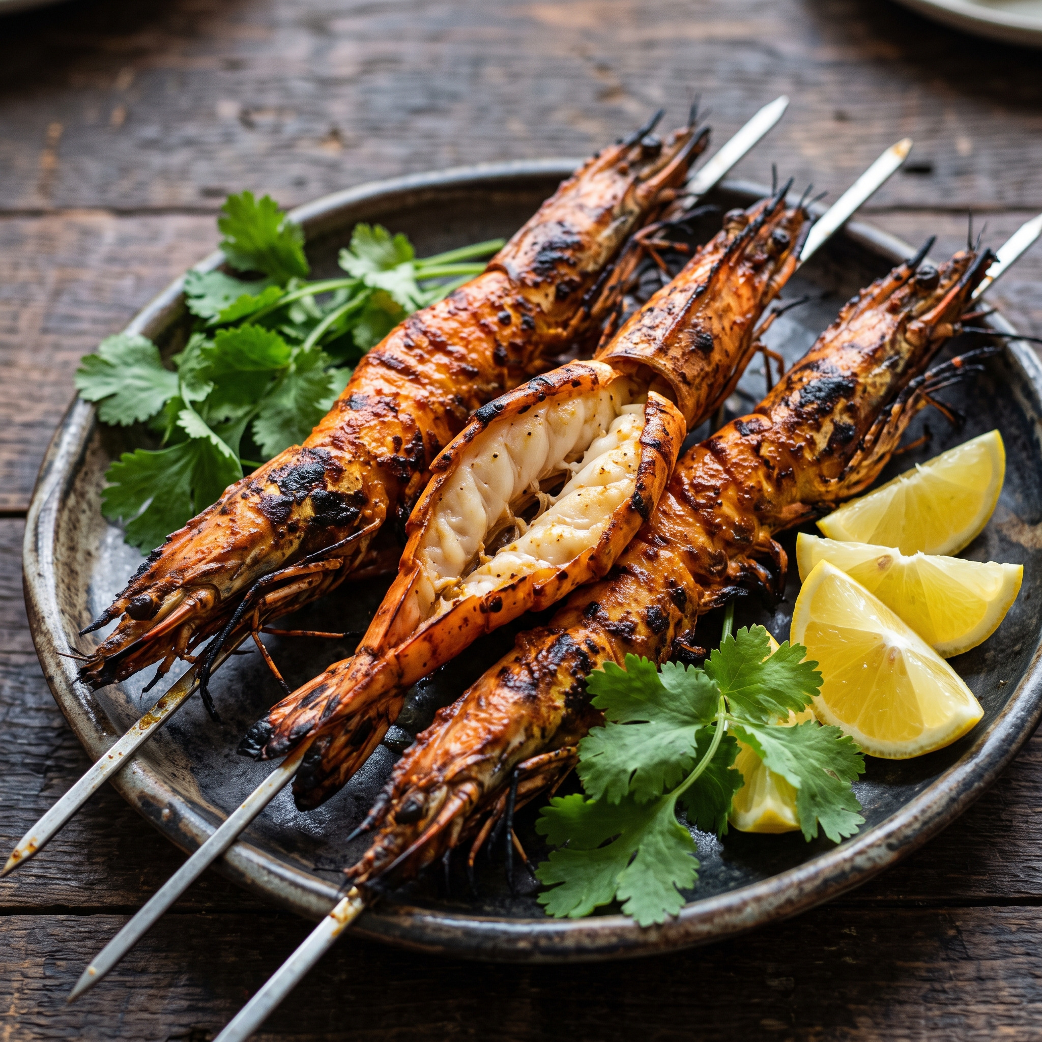 Tandoori-Jhinga vom Holzkohlegrill