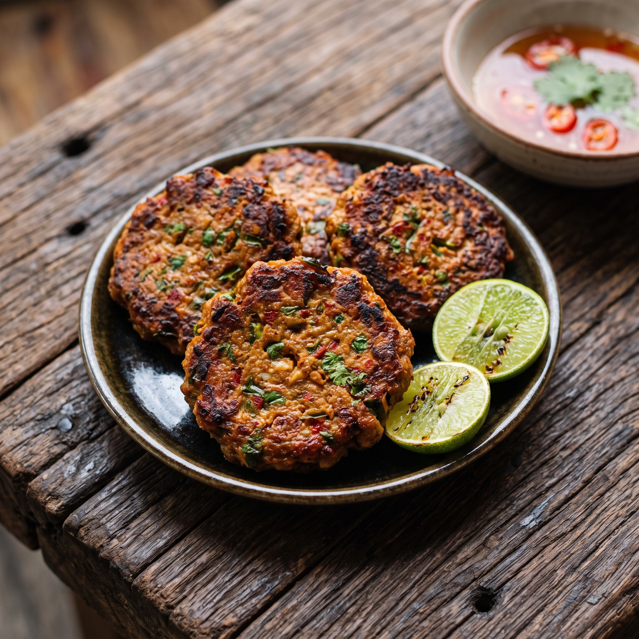 Thai-Fischküchlein von der Plancha