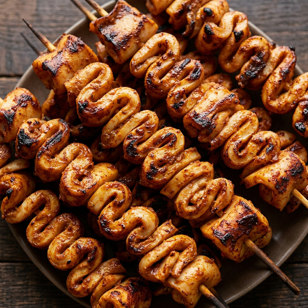 Tintenfisch-Tikka-Spieße vom Grill